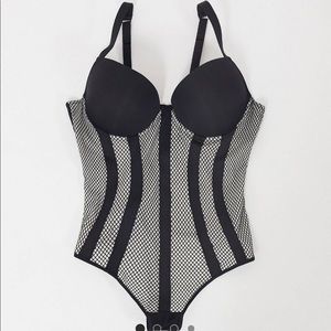 asos curve black body suit